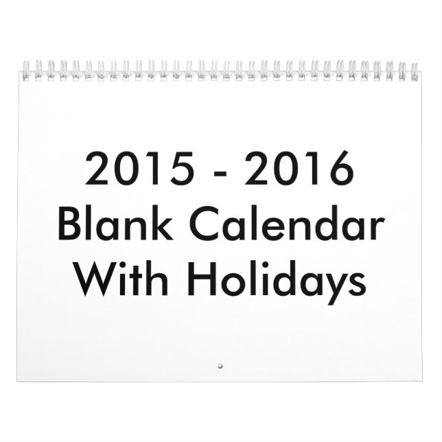 Calendario en blanco de 24 meses con vacaciones 20 (Tapa)