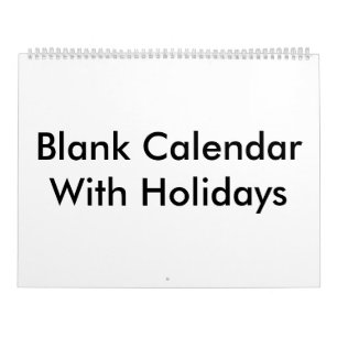 Calendario en blanco grande con vacaciones