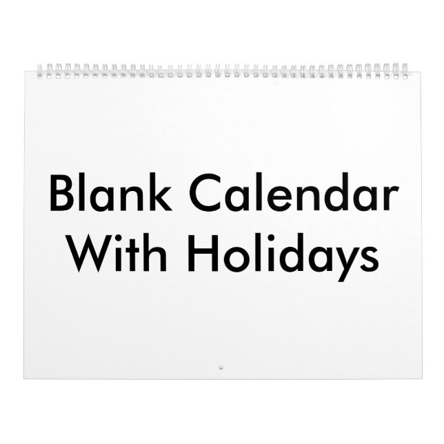 Calendario en blanco grande con vacaciones (Tapa)