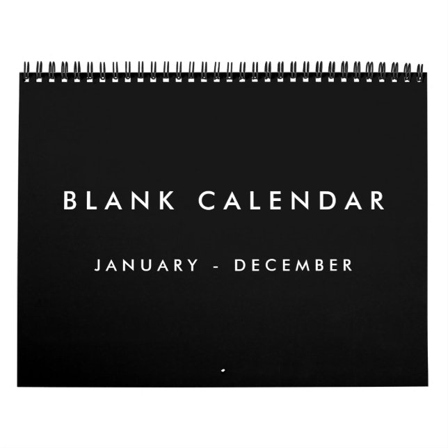 Calendario en blanco negro con vacaciones 12 meses (Tapa)