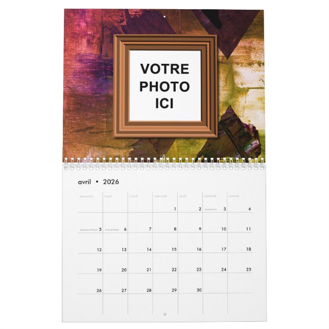 Calendario en francés de Canadá 2025 Insertar foto (Apr 2026)