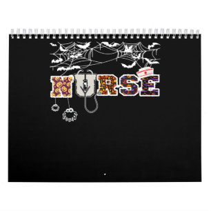 Calendario Enfermera regalo de camiseta de Halloween con arañ