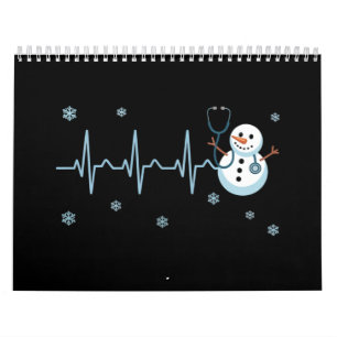Calendario Enfermera Ritmo Cardíaco Muñeco de Nieve Navidad 