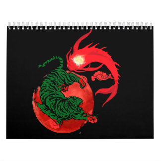 Calendario equilibrio de estilo artístico japonés en yin yang