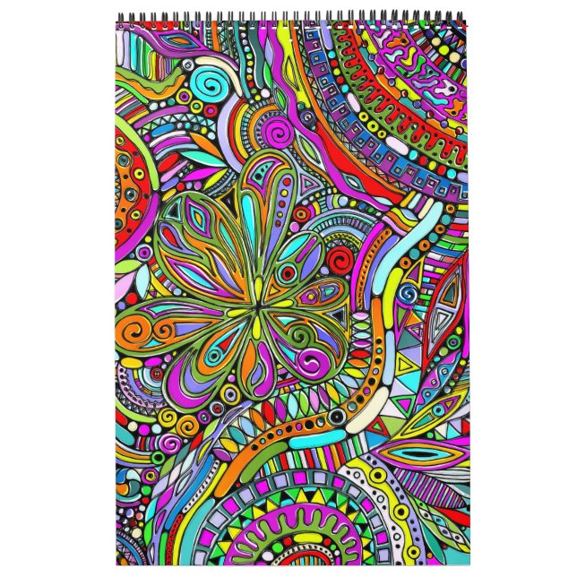 Calendario Esbozo de arte de fantasía - Flores abstractas 1 (Tapa)