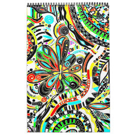 Calendario Esbozo de arte de fantasía - Flores abstractas 3