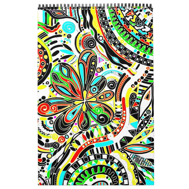 Calendario Esbozo de arte de fantasía - Flores abstractas 3 (Tapa)