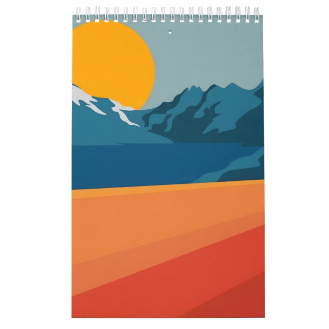 Calendario Escena de montaña retro audaz - Minimalis rojo y a (Tapa)