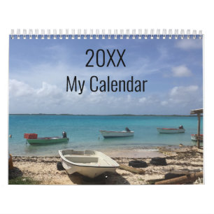 Calendario Escena de playa con olas del océano personalizadas