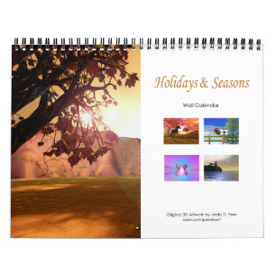Calendario Escenas estacionales y de vacaciones en 3D
