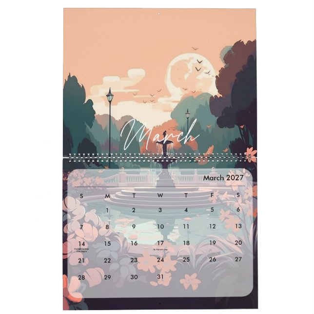 Calendario Escenas tranquilas de 2025 (Mar 2027)