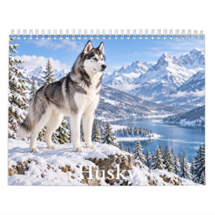 Calendario Escénico de Huskies y Cachorros