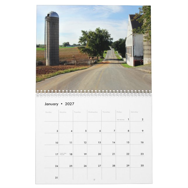 Calendario escénico de Lancaster, Pennsylvania (Jan 2027)