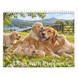 Calendario Escénico de Perros con Cachorros