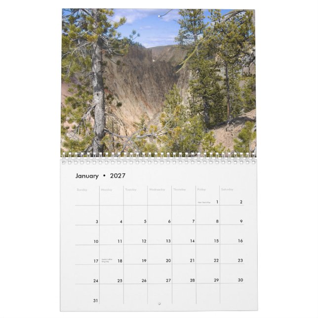 Calendario escénico de Yellowstone 2008 (Jan 2027)