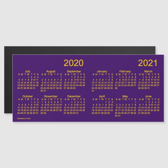Calendario escolar 2020-2021 de Janz Purple (Anverso/Reverso)