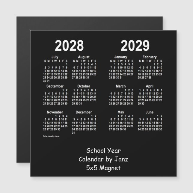 Calendario escolar 2028-2029 de Janz Neon White (Anverso/Reverso)