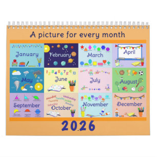 Calendario Escolar Mediano de Dos Páginas, 