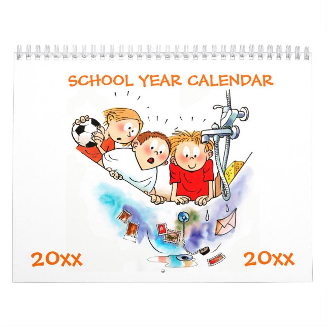 Calendario Escolar naranja Para Niños (Tapa)