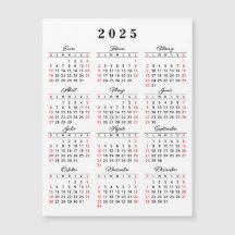 Calendario Español 2025 Rojo blanco negro