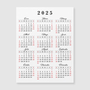 Calendario Español 2025 Rojo blanco negro