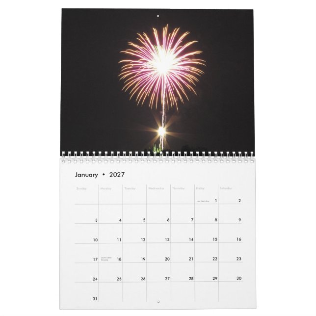 Calendario espectacular de los fuegos artificiales (Jan 2027)