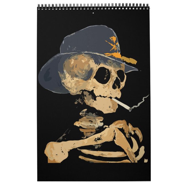 Calendario Esqueleto de vaquero fumando (Tapa)