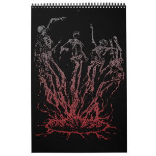 Calendario Esqueletos surgiendo de las llamas