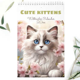 Calendario Estacional de acuarela de Gato Amantes Cute Gatito