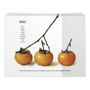 Calendario Estaciones de un árbol de Persimmon en el patio tr
