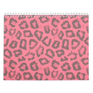 Calendario Estampado de animales rosado y gris del guepardo