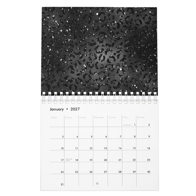 Calendario Estampado de leopardo guepardo negro Moda animal s (Jan 2027)