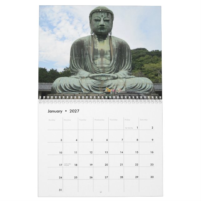 Calendario Estatua espiritual hermosa 2015 de Buda (Jan 2027)