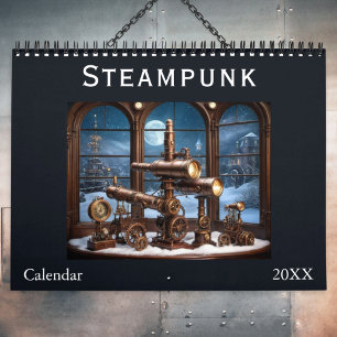 Calendario Estética elegante con engranajes y piezas Steampun