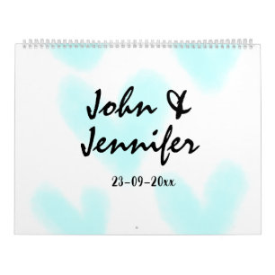 Calendario estilo de texto minimalista simple blanco corazón