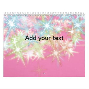 Calendario Estrellas brillantes rosas simples añaden tu texto