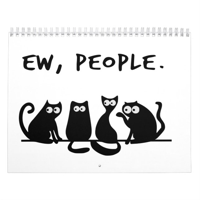 Calendario Ew People Funny Meowy Gatos Negros (Tapa)