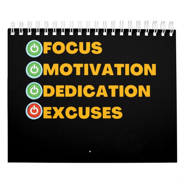 Calendario Excusas de dedicación de motivación de enfoque (Tapa)
