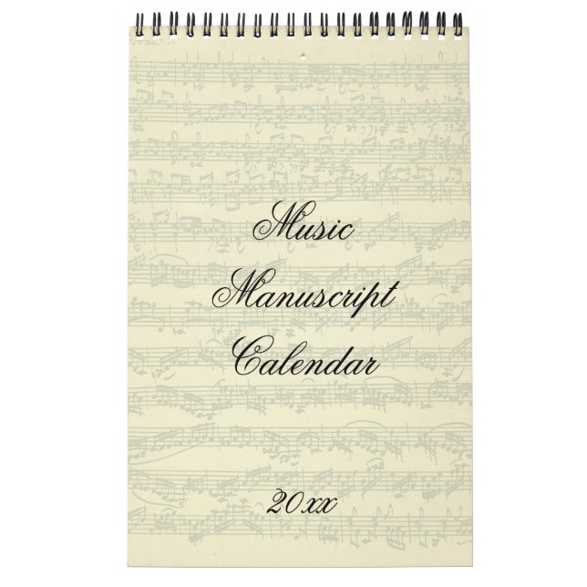 Calendario Extractos de manuscrito de música del año actual (Tapa)