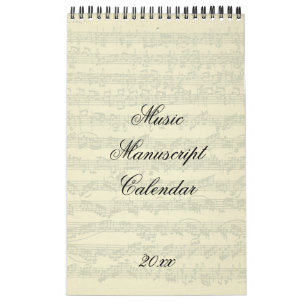 Calendario Extractos de manuscrito de música del año actual