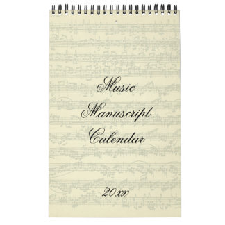 Calendario Extractos de manuscrito de música del año actual