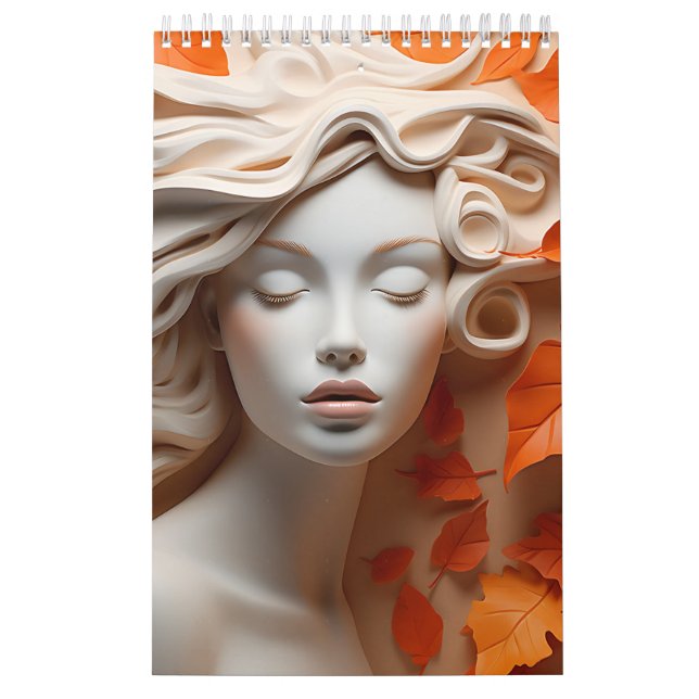 Calendario Fall Woman Orange Lovers Autumn Leaves Browns Tans (Tapa)