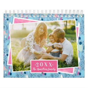 Calendario Familia de colores brillantes de la foto personali