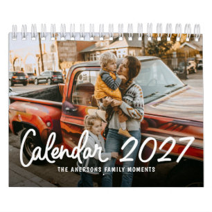 Calendario Familia de Fotos con Letra Moderna y Elegante Mens