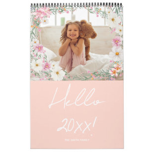 Calendario Familia de Fotos Personalizadas Floral Femenina