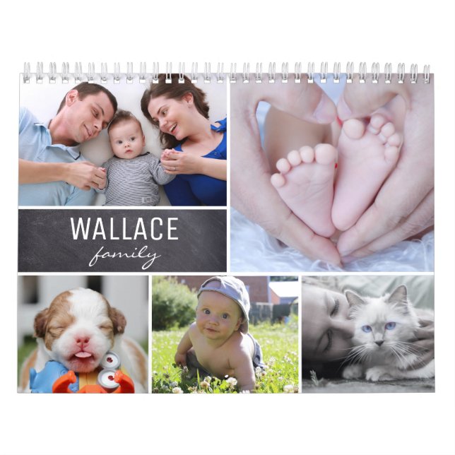 Calendario Familia de multifotos personalizada mensual (Tapa)