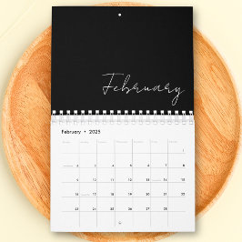 Calendario Familia de tipografías Minimalistas en blanco negr