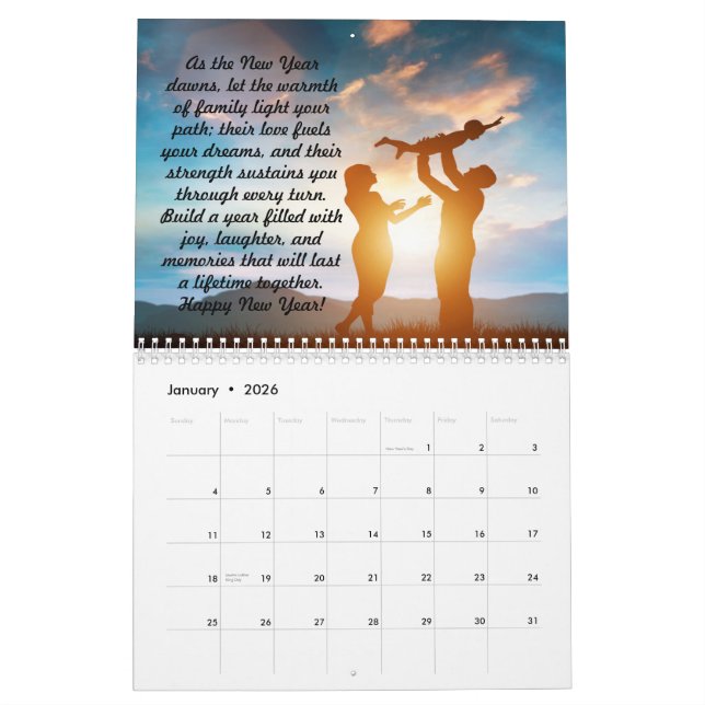 CALENDARIO FAMILIA MOTIVATIONAL QUOTE 2024 (Jan 2026)