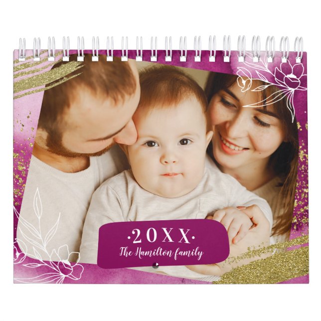 Calendario Familia Personalizado de acuarela de moda Foto 202 (Tapa)