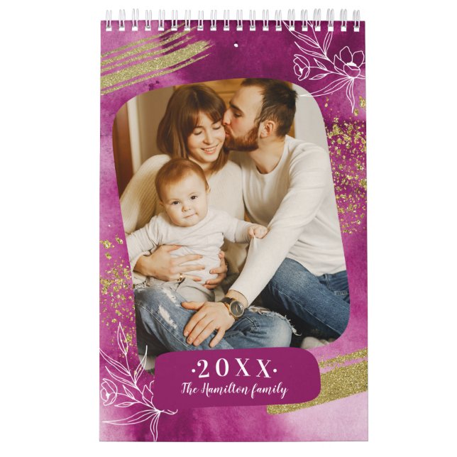 Calendario Familia Personalizado de acuarela de moda Foto 202 (Tapa)